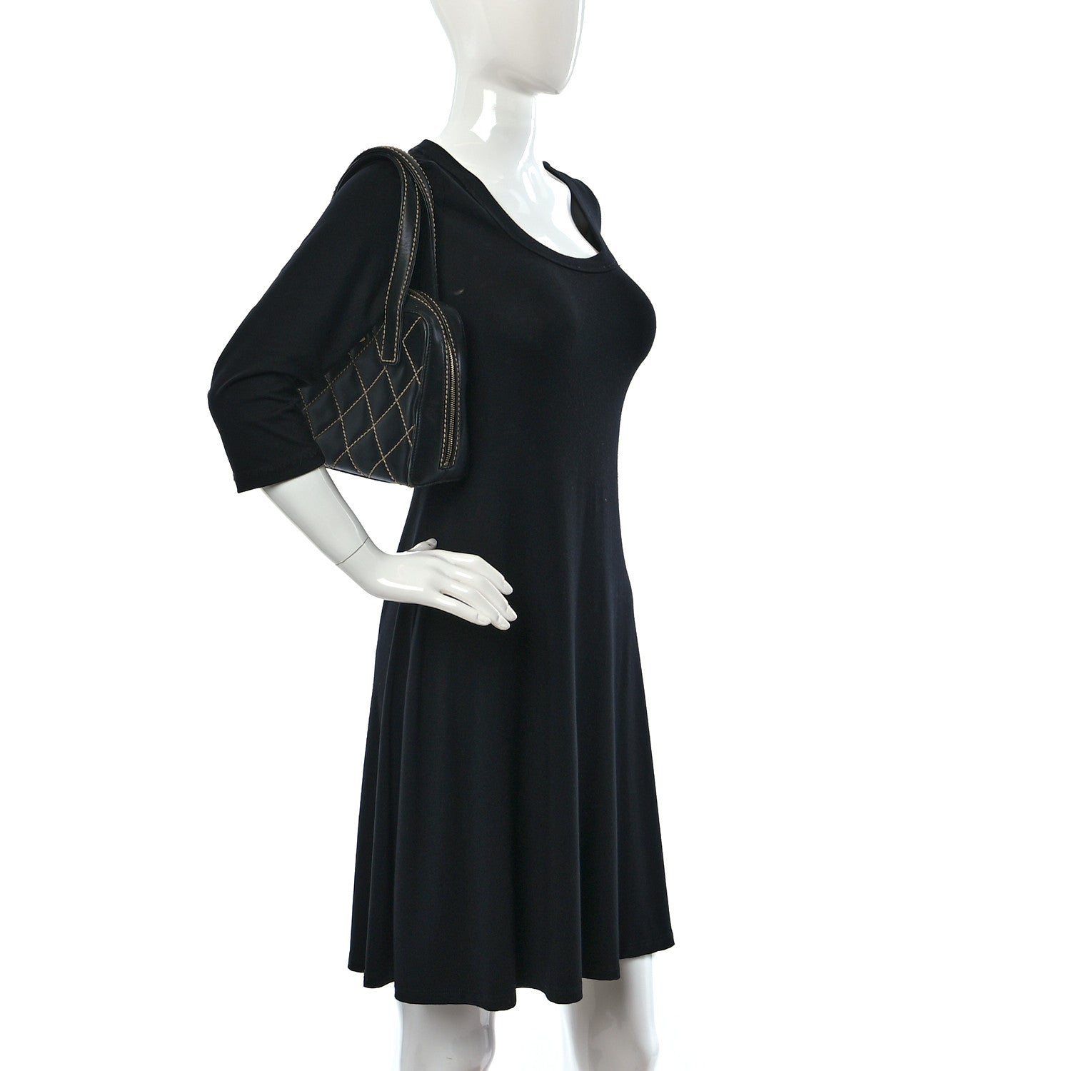 Chanel Calfskin Contrast Stitch Surpique Bowler Black 2 of 9