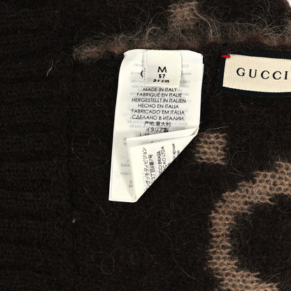 Gucci Mohair Monogram Jumbo GG Brushat Beanie Hat M Beige Dark Brown 5 of 5