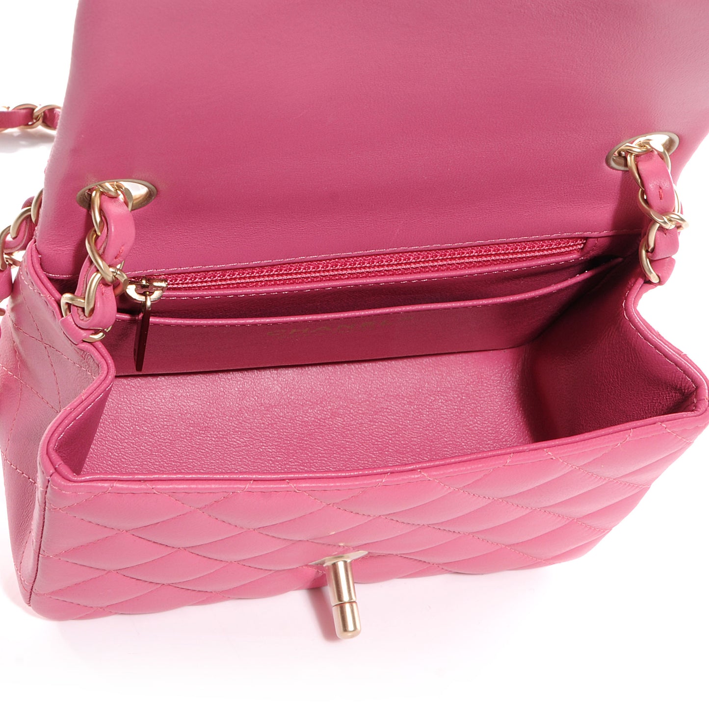 Lambskin Quilted Mini Square Flap Pink