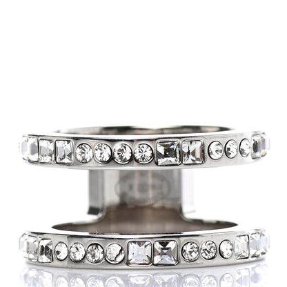 Chanel Crystal CC Ring 6 Silver 3 of 4