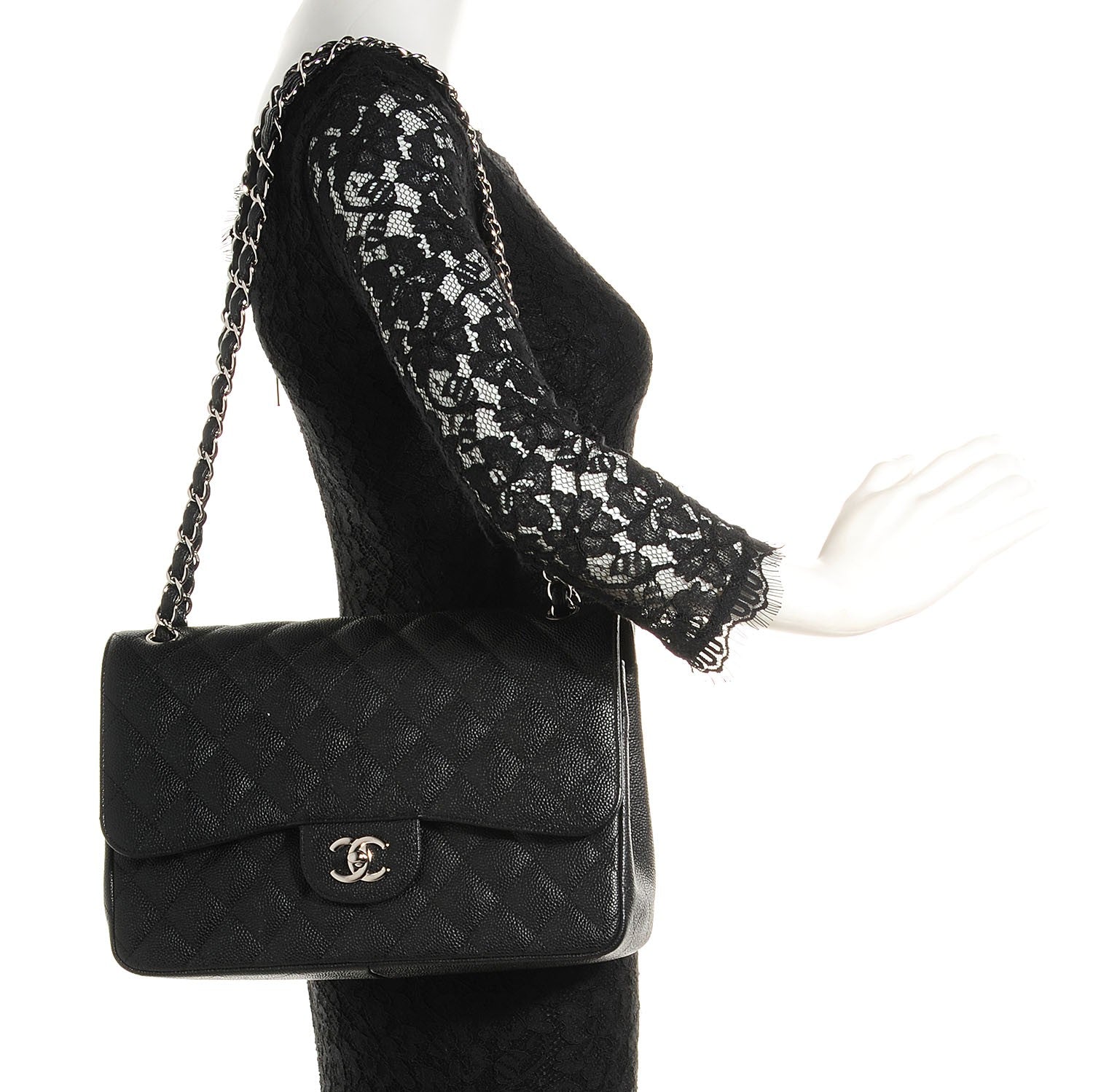 Chanel Caviar Quilted Jumbo Double Flap Black 2 of 9