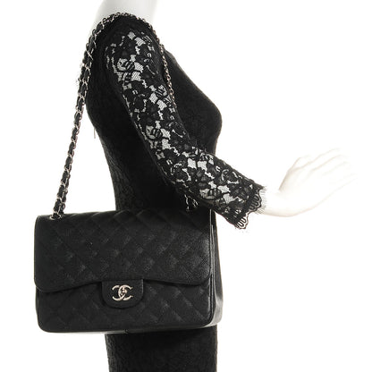 Chanel Caviar Quilted Jumbo Double Flap Black 2 of 9
