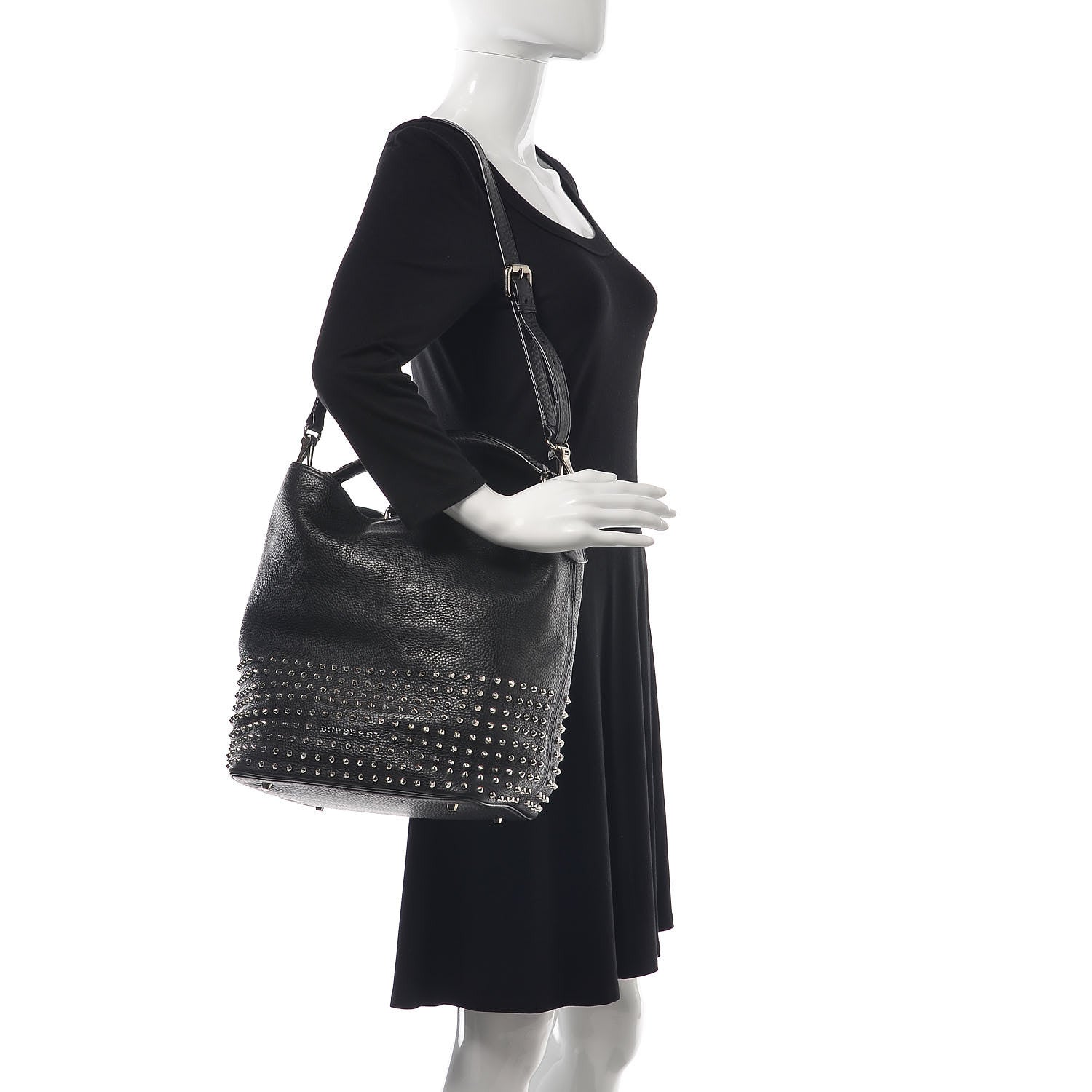 Burberry Calfskin Studded Medium Susanna Hobo Black 2 of 9