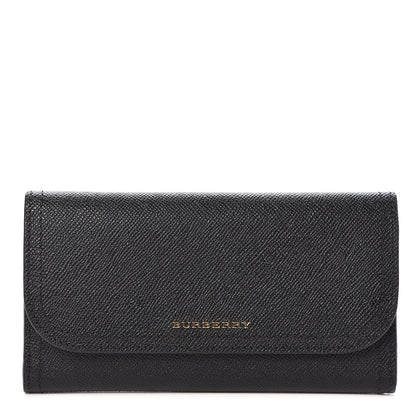 Burberry Grainy Calfskin Ashton Continental Flap Wallet Black 1 of 6