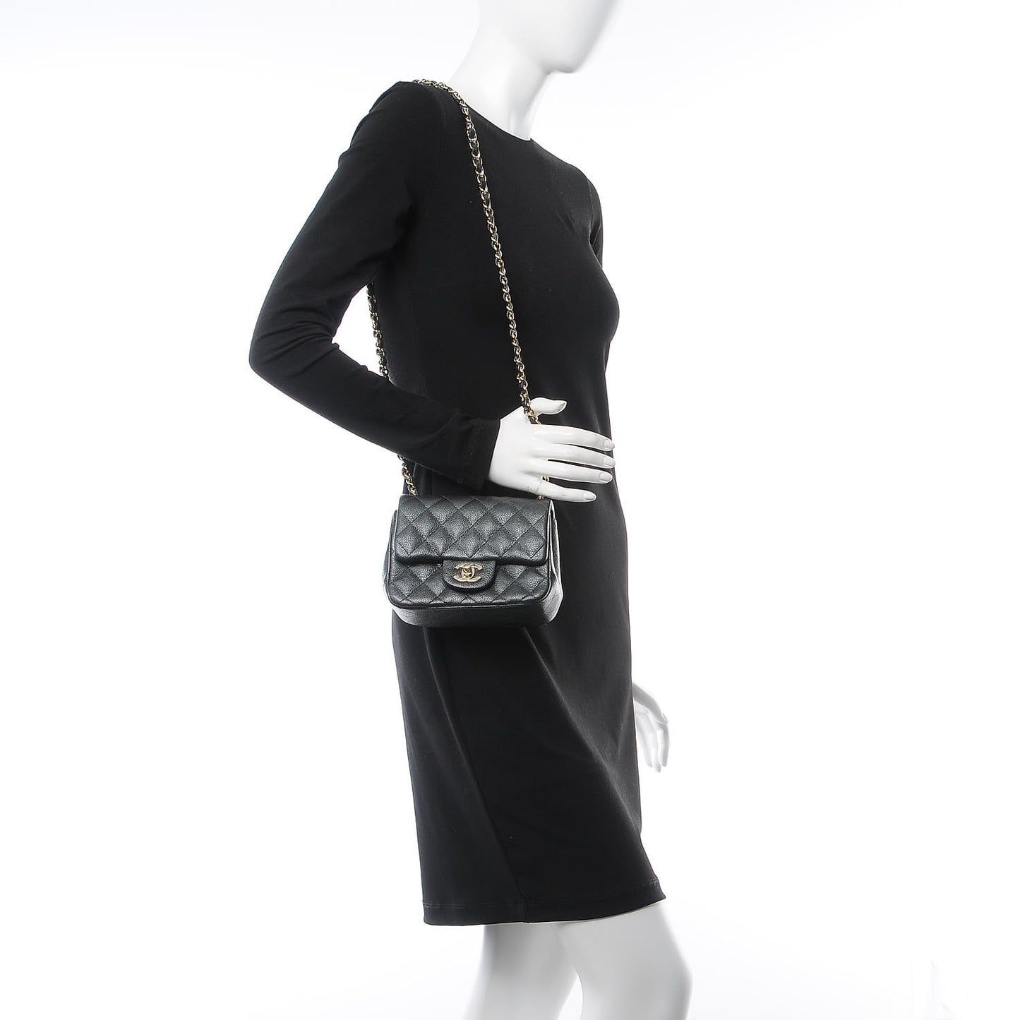 Caviar Quilted Mini Square Flap Dark Grey