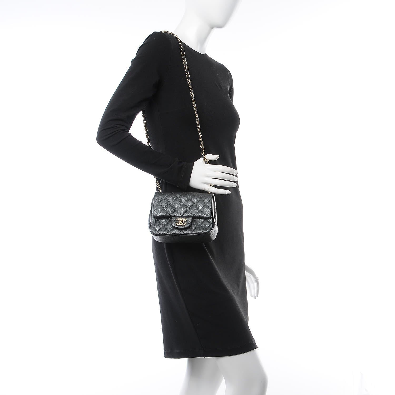 Chanel Caviar Quilted Mini Square Flap Dark Grey 2 of 8