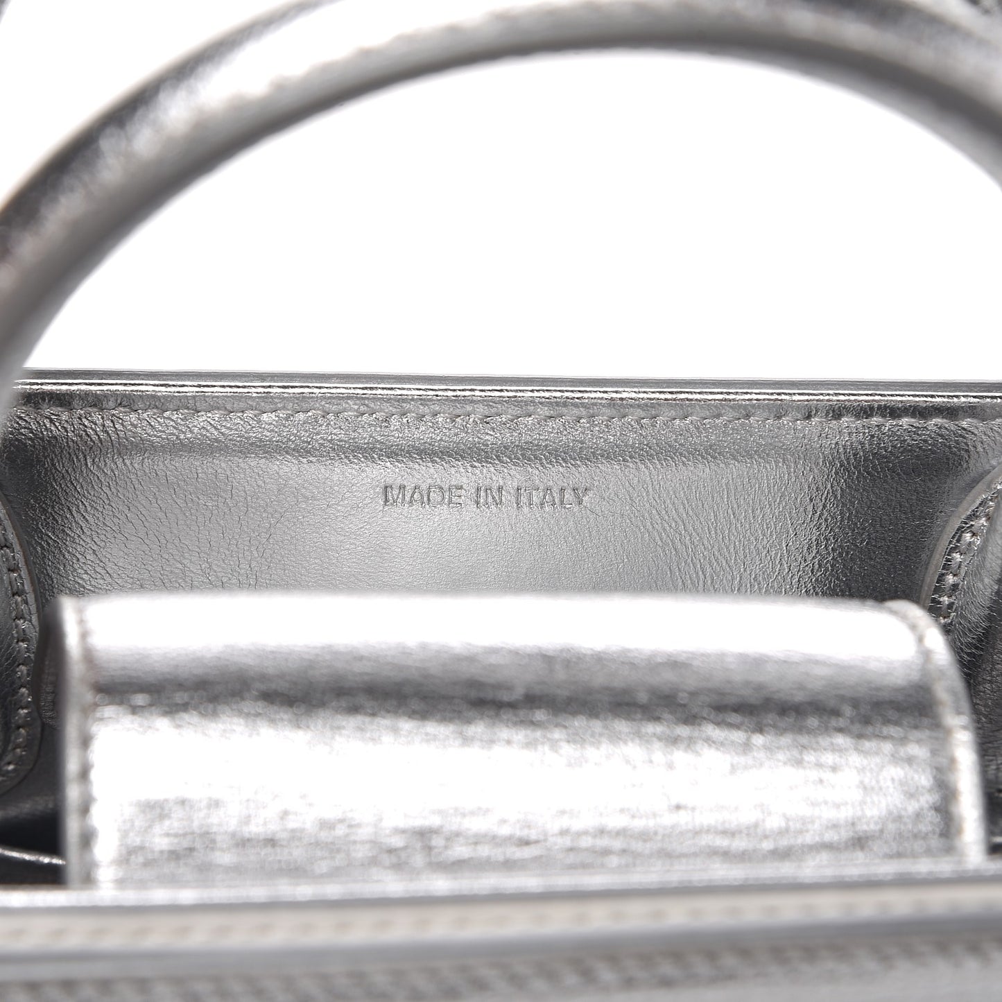 Metallic Grained Calfskin Mini Diorever Flap Silver