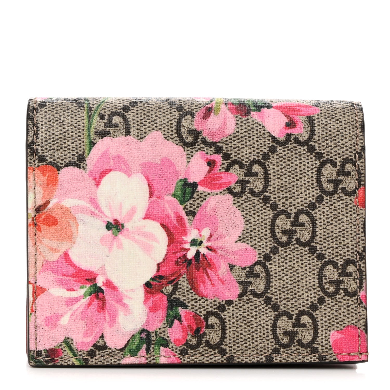Gucci GG Supreme Monogram Blooms Card Case Beige Multicolor Dry Rose 1 of 8