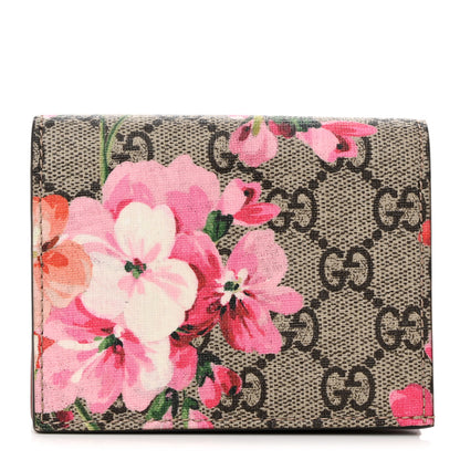 Gucci GG Supreme Monogram Blooms Card Case Beige Multicolor Dry Rose 1 of 8