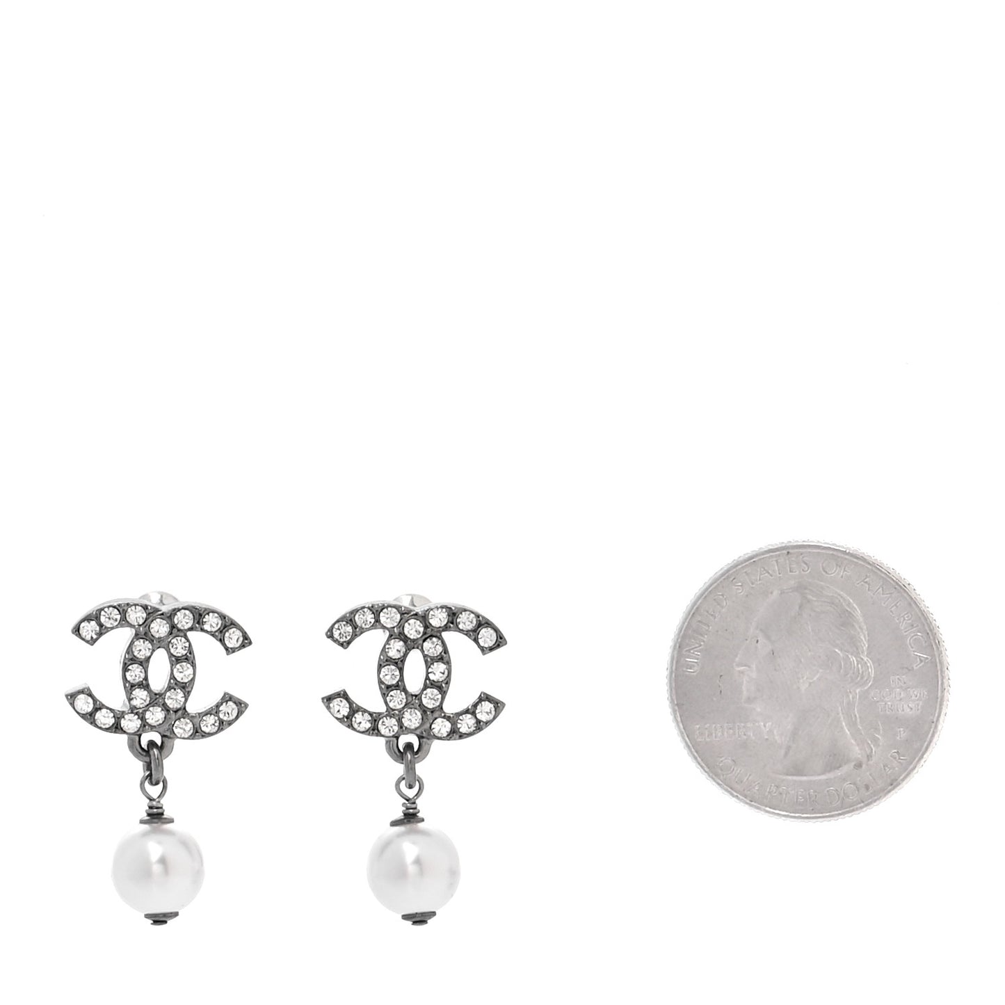 Crystal Pearl CC Drop Earrings