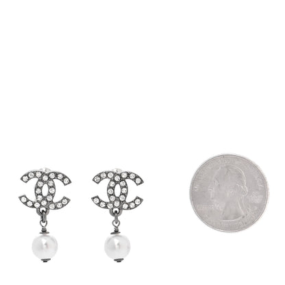 Chanel Crystal Pearl CC Drop Earrings 2 of 5