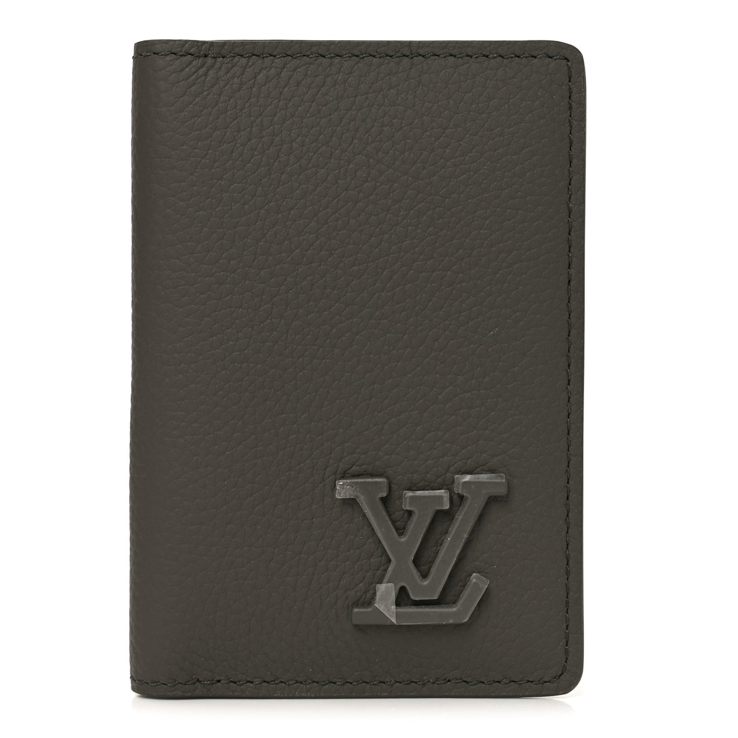 Grained Calfskin Aerogram Pocket Organizer Khaki