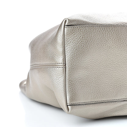 Gucci Metallic Pebbled Calfskin Medium Soho Chain Shoulder Bag Golden Beige 8 of 13