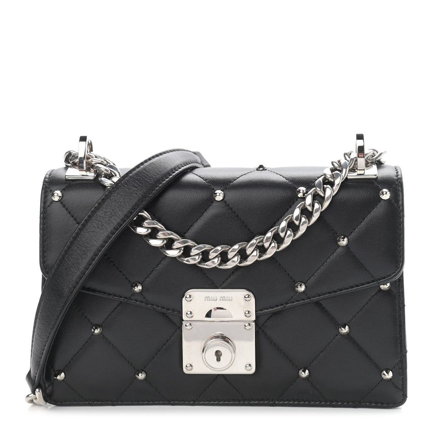 Pattina Nappa Crystal Studded Borchie Flap Bag Black