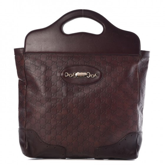 Guccissima Large Punch Top Handle Tote Dark Brown