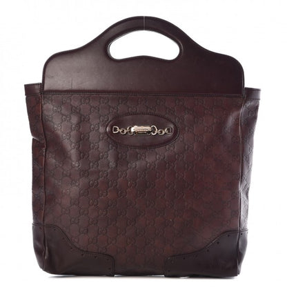 Gucci Guccissima Large Punch Top Handle Tote Dark Brown 1 of 15