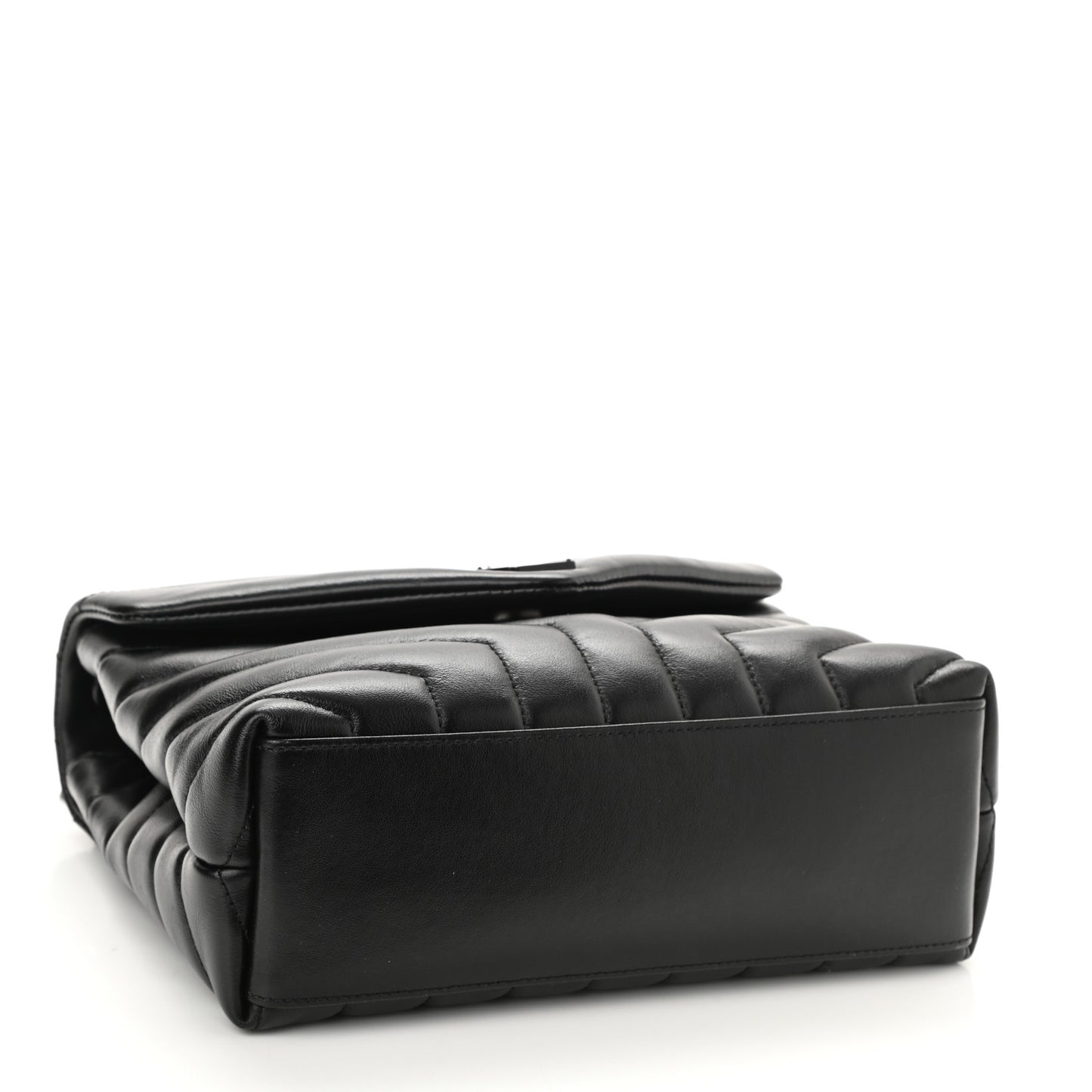 Calfskin Y Quilted Monogram Monochrome Small Loulou Chain Satchel Black