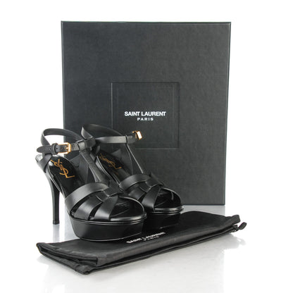 Saint Laurent Calfskin Tribute 75 Platform Sandals 34 Black 8 of 8