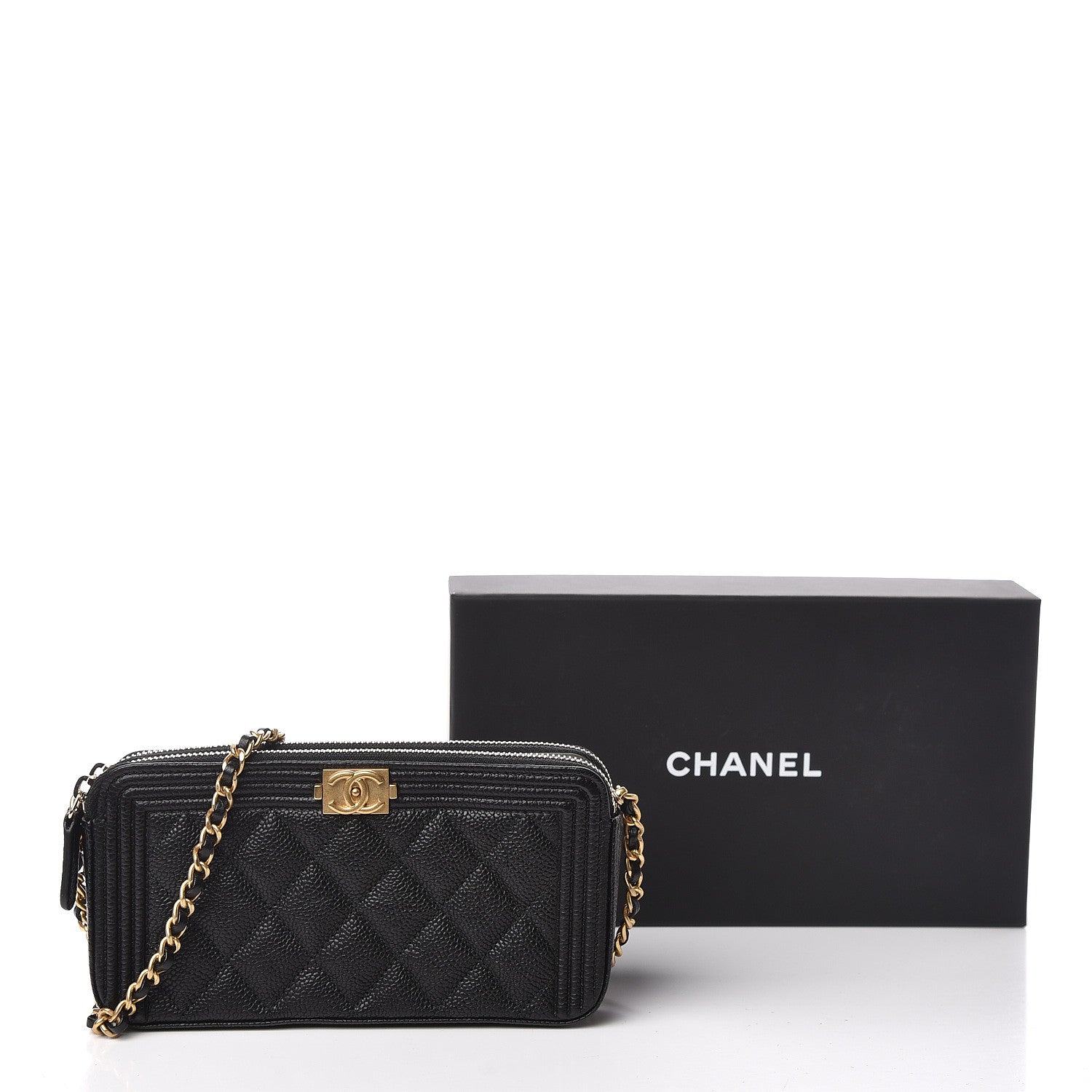 Chanel Caviar Quilted Small Boy Clutch With Chain Black 16 of 16
