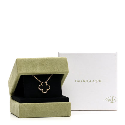 Van Cleef & Arpels 18K Yellow Gold Black Onyx Vintage Alhambra Pendant Necklace 6 of 6