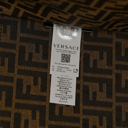 Fendi X VERSACE Fabric Jacquard Calfskin Plexiglass Fendace FF Medusa Studded Large Fendi Sunshine Shopper Tote Marrone Fuxia 7 of 10