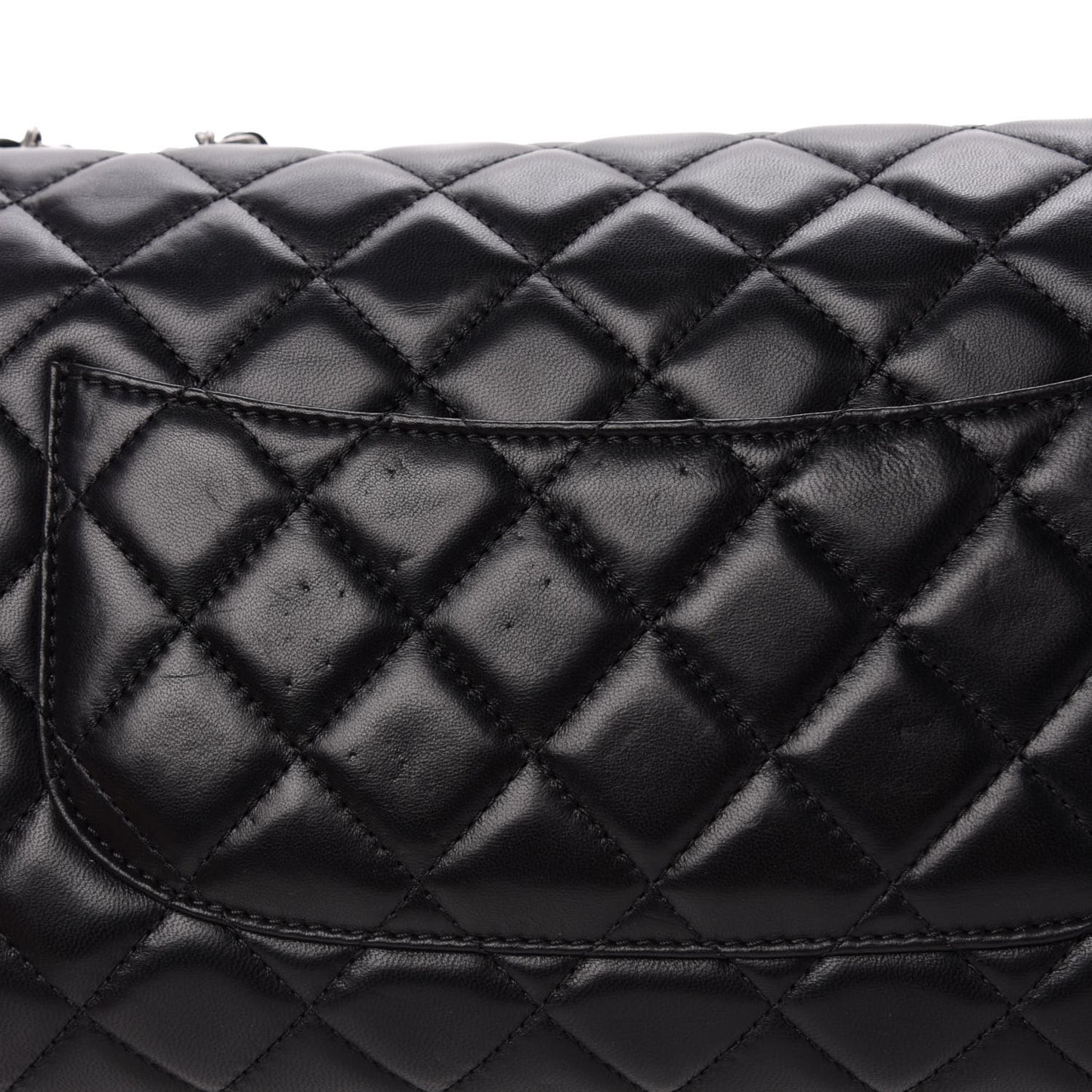Lambskin Quilted Jumbo Grocery By Chanel Drawstring Shopping Bag Black