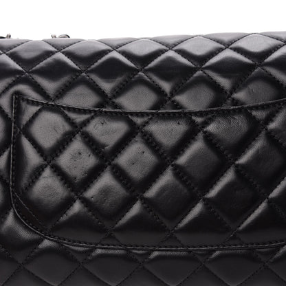 Chanel Lambskin Quilted Jumbo Grocery By Chanel Drawstring Shopping Bag Black 12 of 13