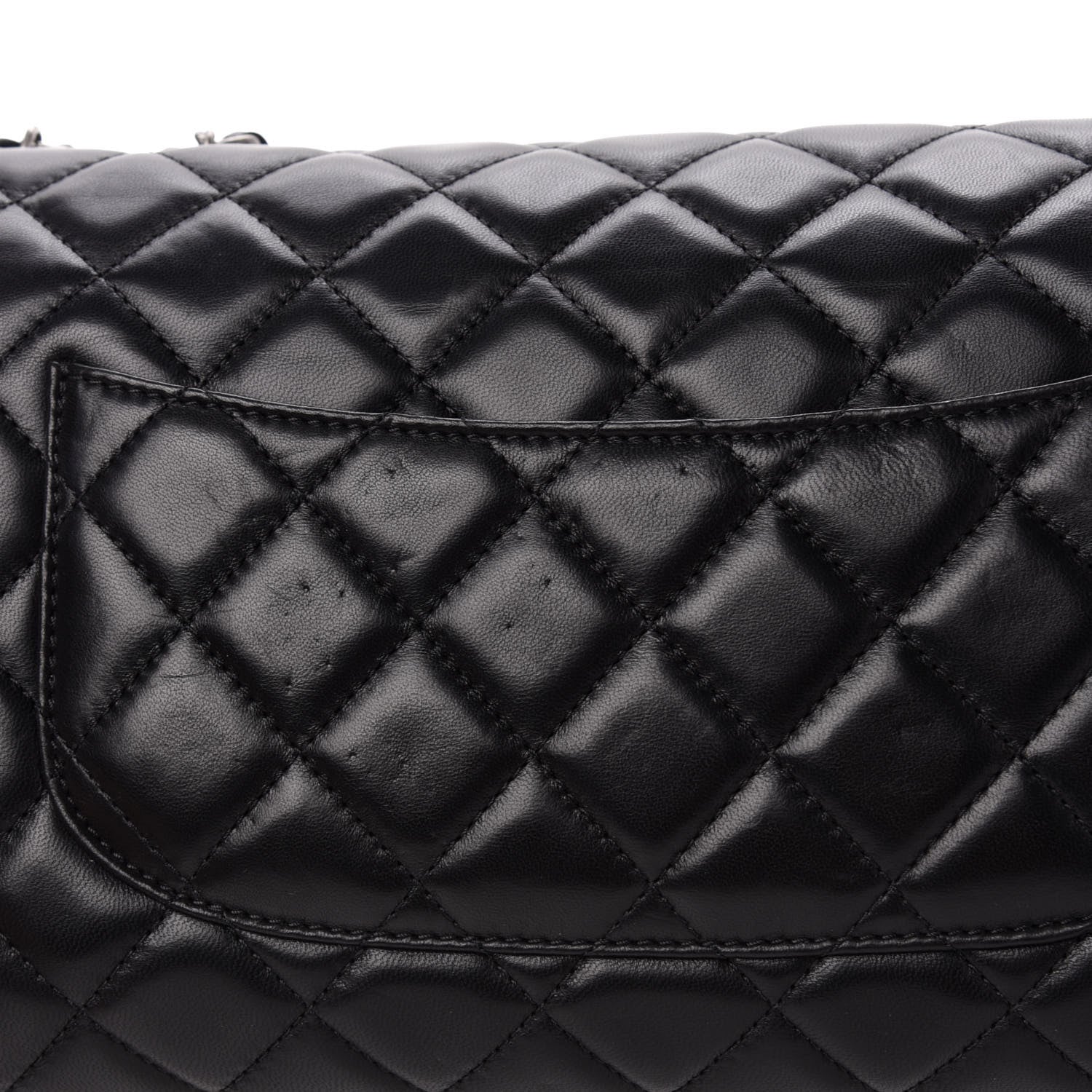 Chanel Lambskin Quilted Jumbo Grocery By Chanel Drawstring Shopping Bag Black 12 of 13