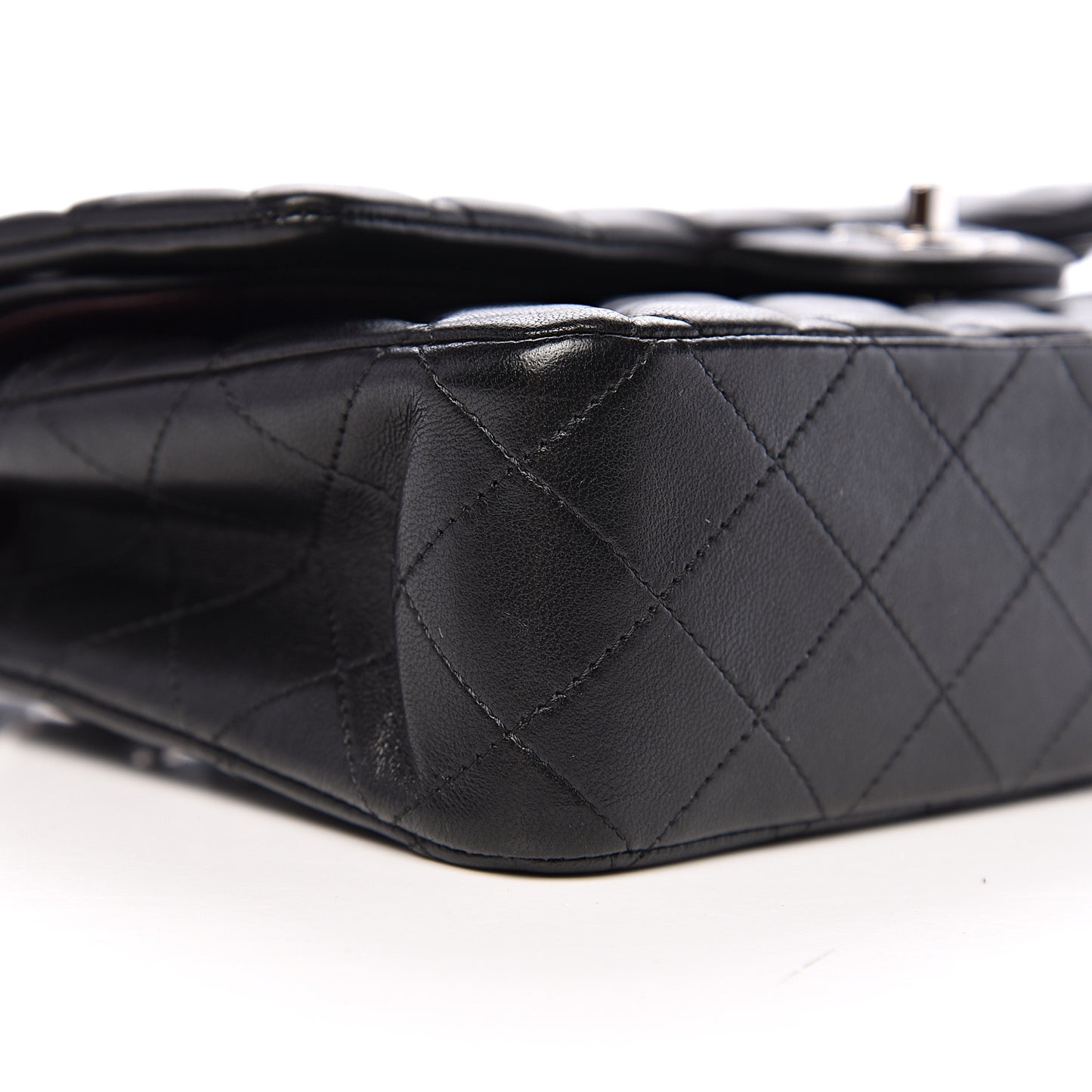 Lambskin Quilted Medium Double Flap Black