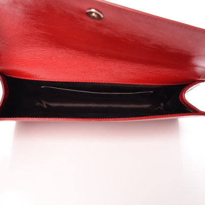 Saint Laurent Textured Patent Large Belle De Jour Clutch Red 5 of 9