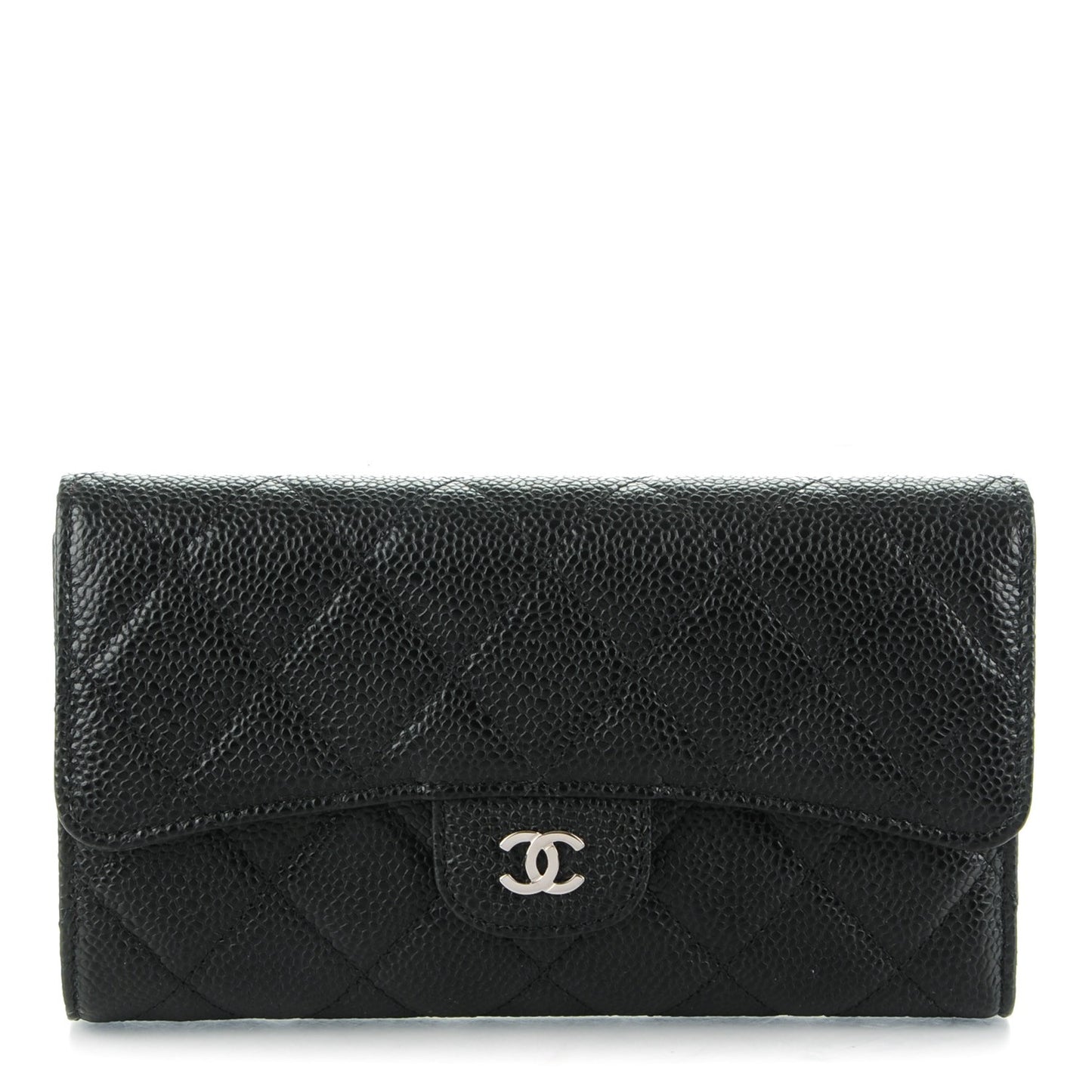 Caviar Quilted Large Flap Wallet Black