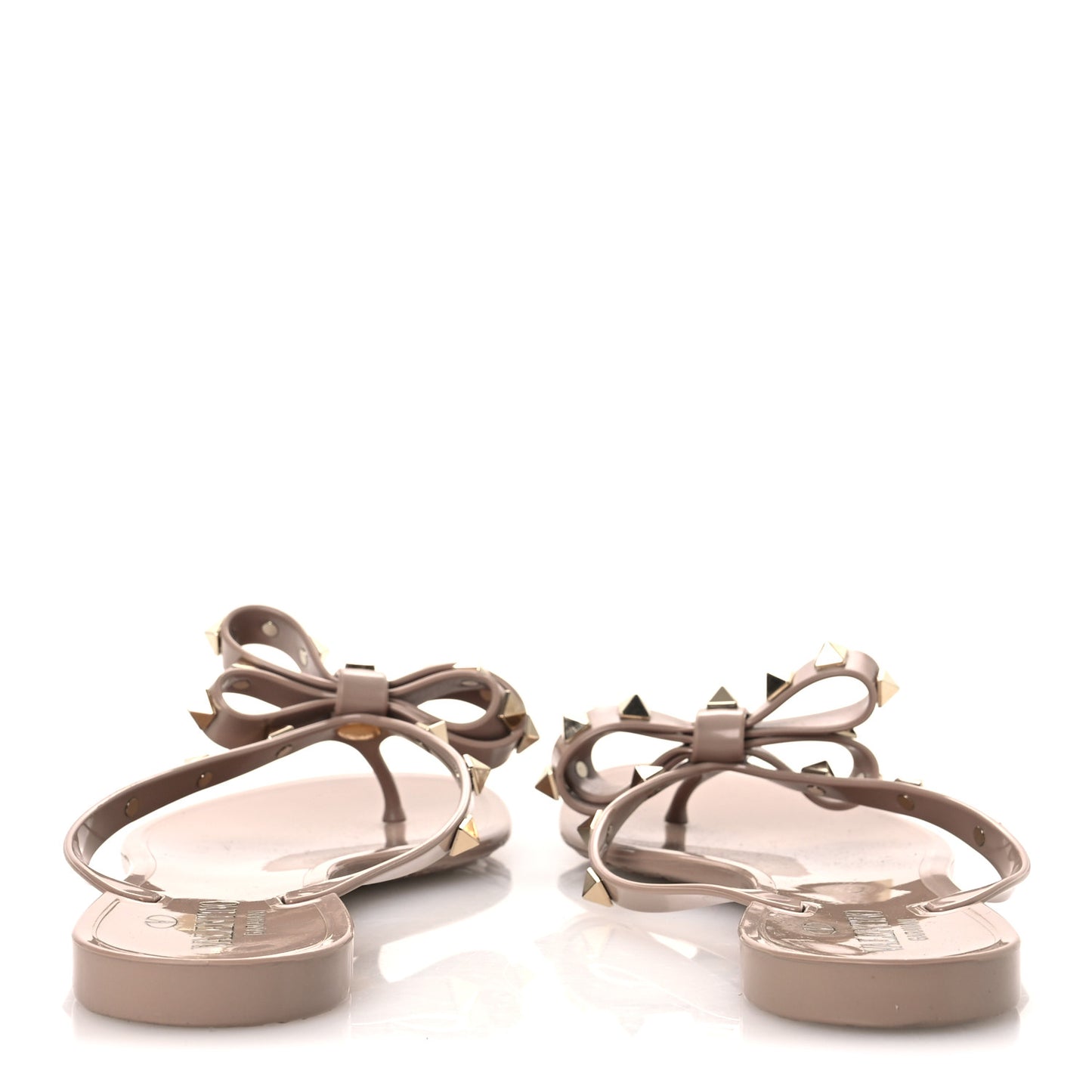 PVC Jelly Rockstud Bow Thong Sandals 39 Poudre
