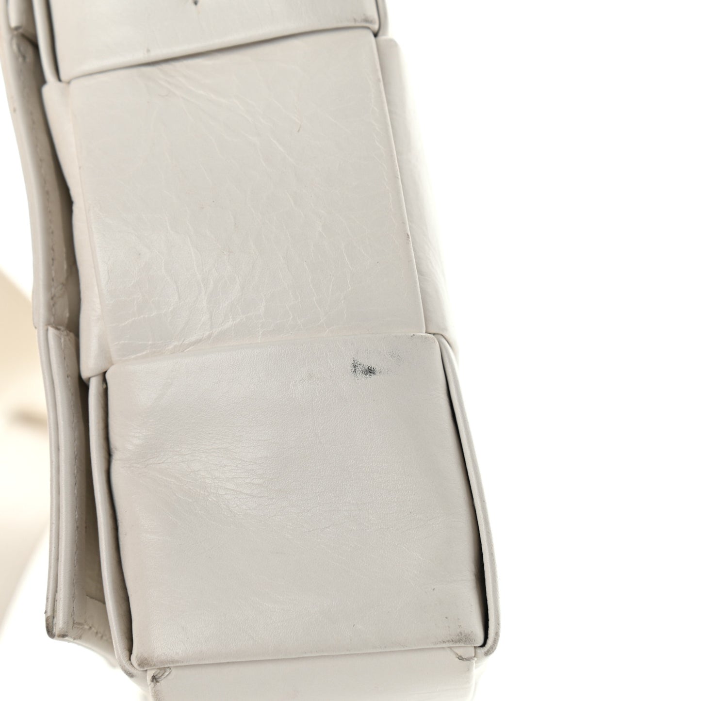 Lambskin Maxi Intrecciato Cassette Crossbody Bag White