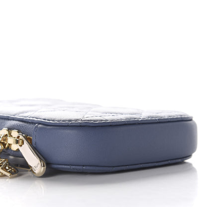 Christian Dior Lambskin Cannage Lady Dior Phone Holder Denim Blue 8 of 11