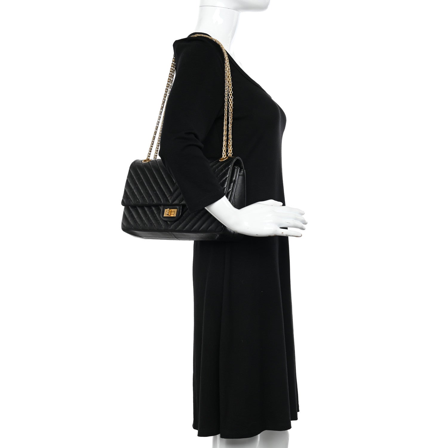 Chanel Aged Calfskin Chevron Quilted 2.55 Reissue 226 Flap Black 2 of 10