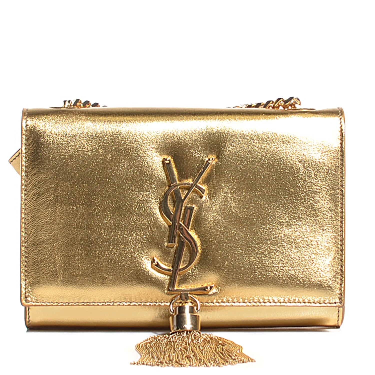 Saint Laurent Calfskin Small Classic Monogram Kate Tassel Satchel Gold 1 of 8