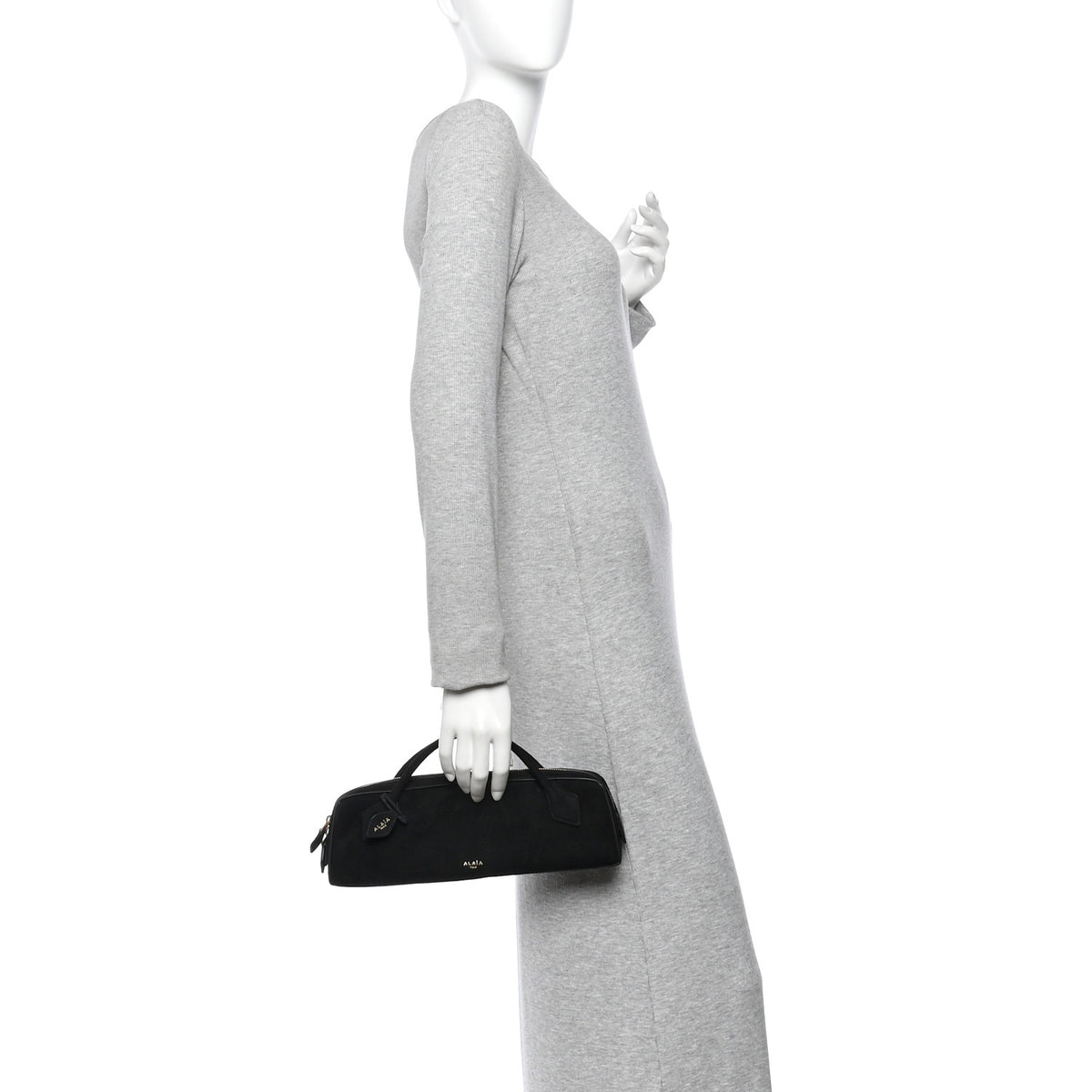 Suede Goatskin Le Teckel Clutch Black