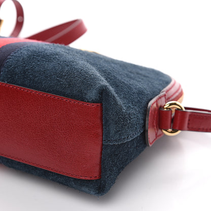 Gucci Suede Calfskin Web Small Ophidia Dome Shoulder Bag New Blue Romantic Cherry 9 of 11