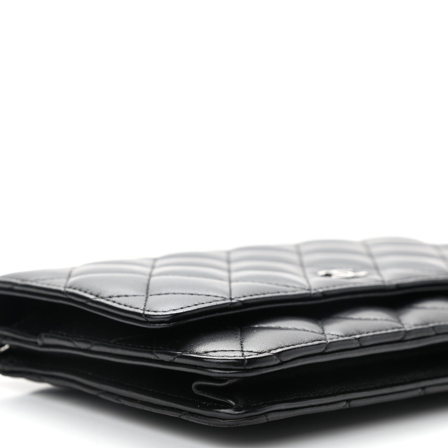 Lambskin Quilted Wallet On Chain WOC Black