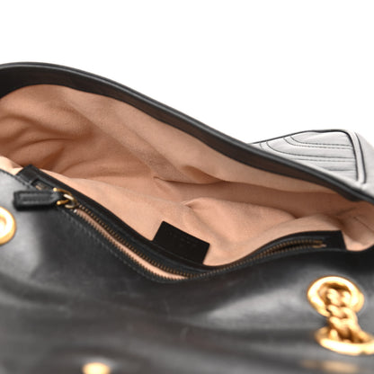 Gucci Calfskin Matelasse Small GG Marmont Shoulder Bag Black 4 of 12
