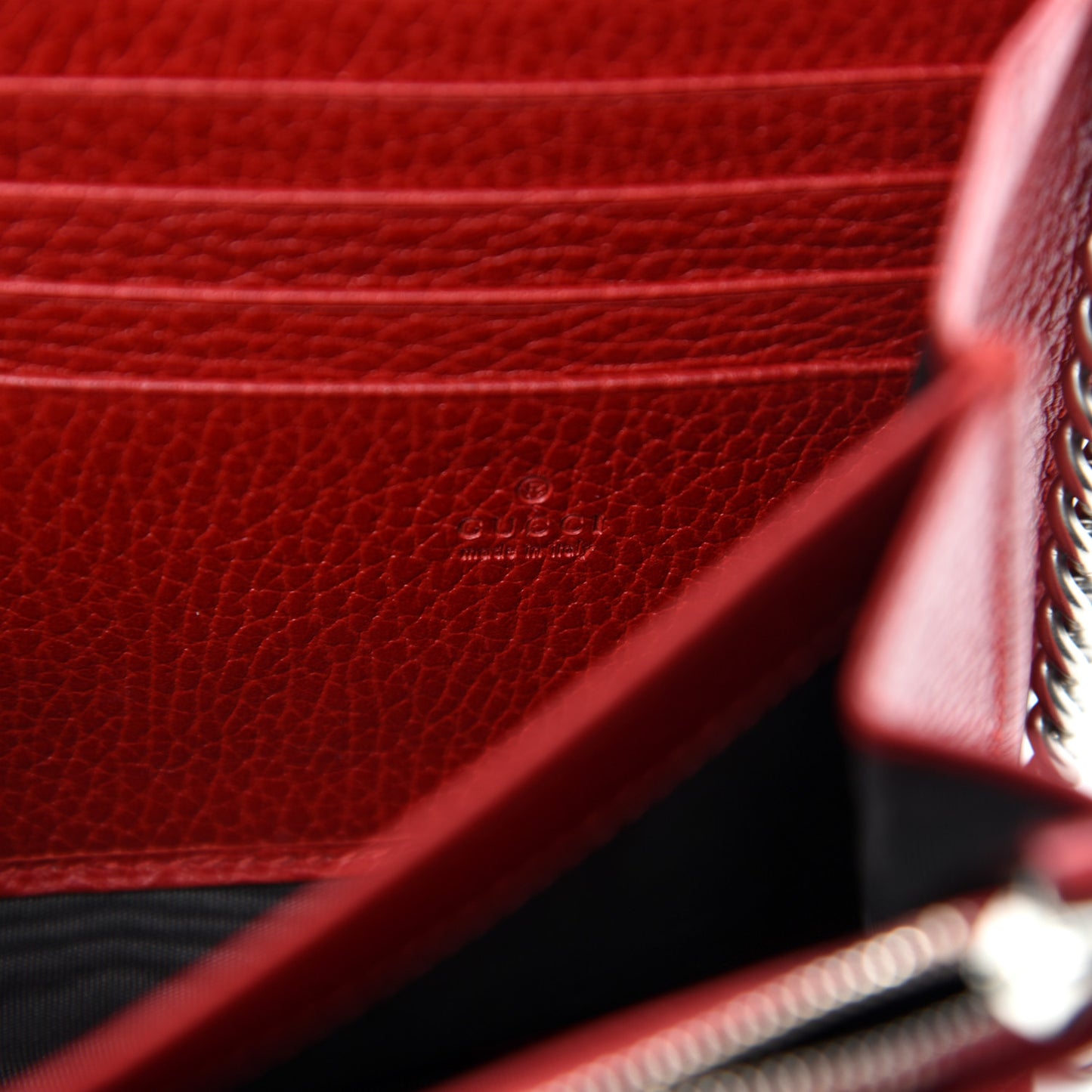 Calfskin Mini Dionysus Chain Wallet Hibiscus Red