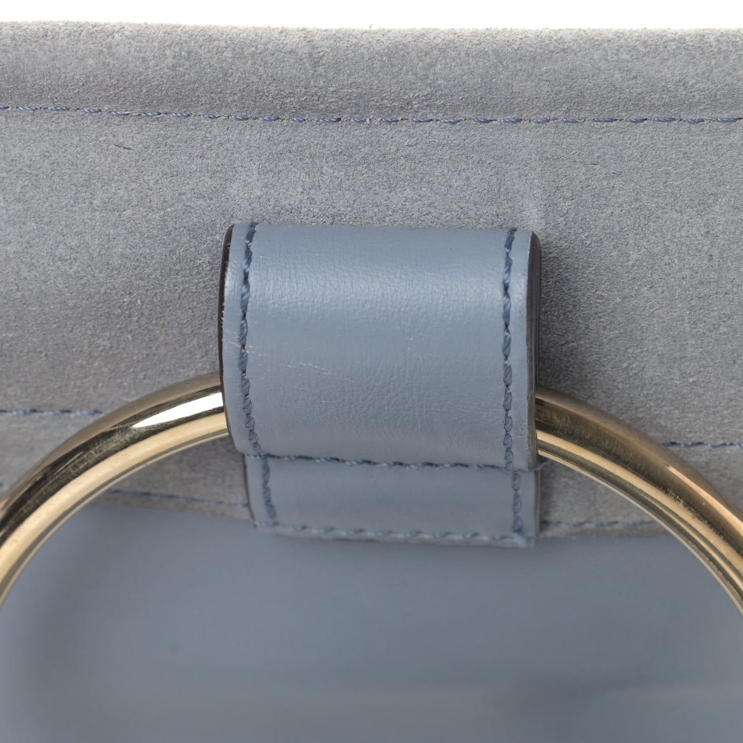 Suede Calfskin Mini Faye Bracelet Bag Washed Blue