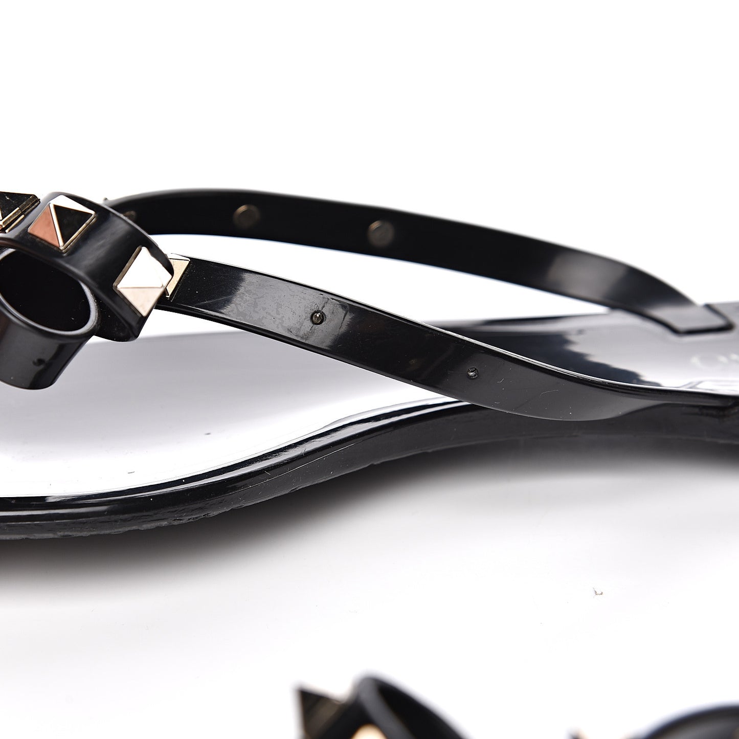 PVC Jelly Rockstud Bow Thong Sandals 37 Black