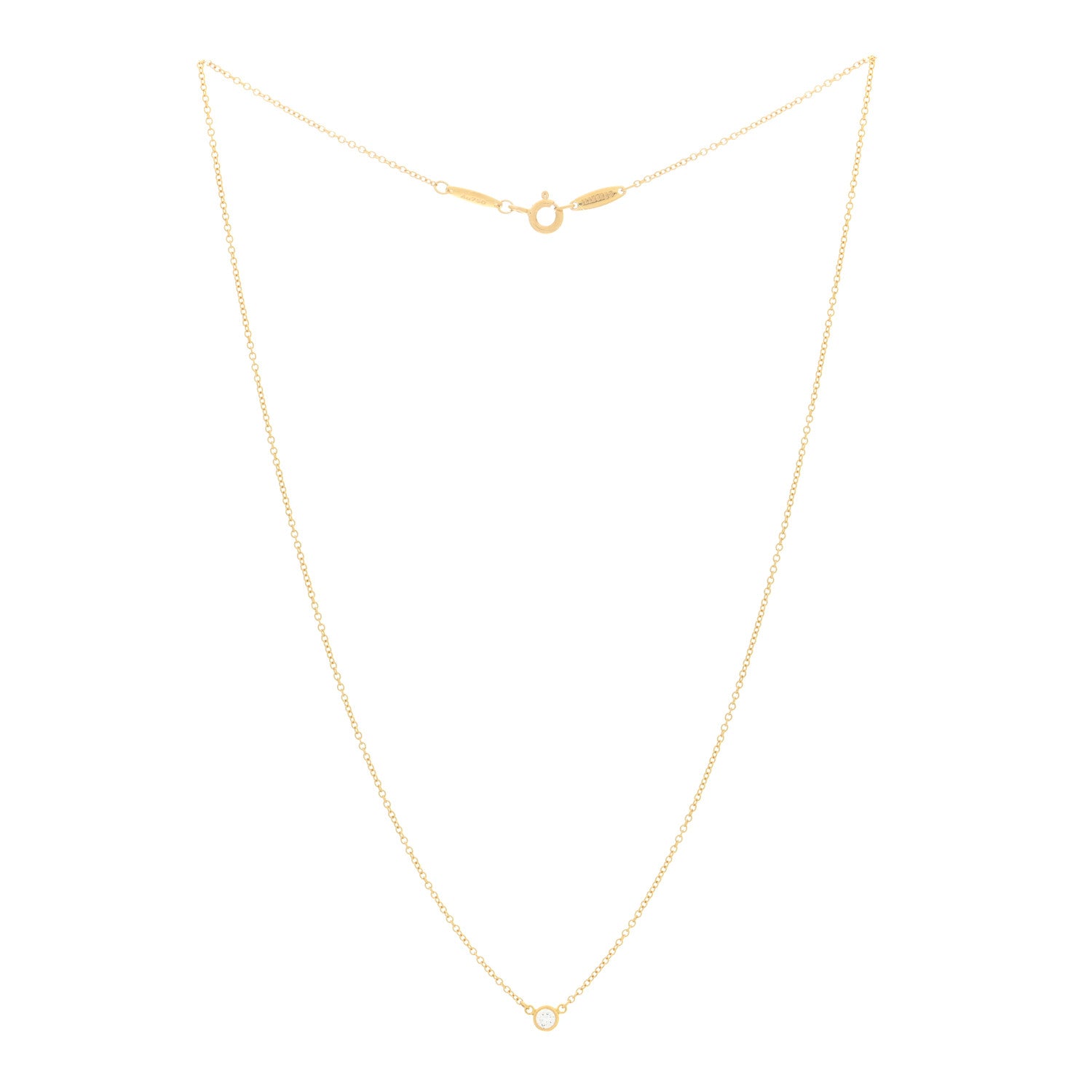 Tiffany 18K Yellow Gold Diamond .08ct Elsa Peretti Diamonds by the Yard Pendant Necklace 2 of 5