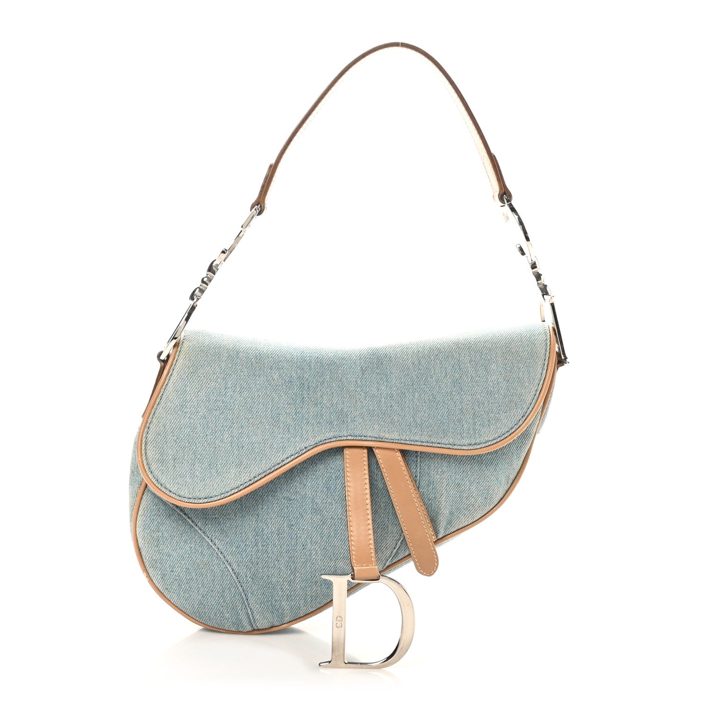 Denim Calfskin Saddle Bag Light Blue