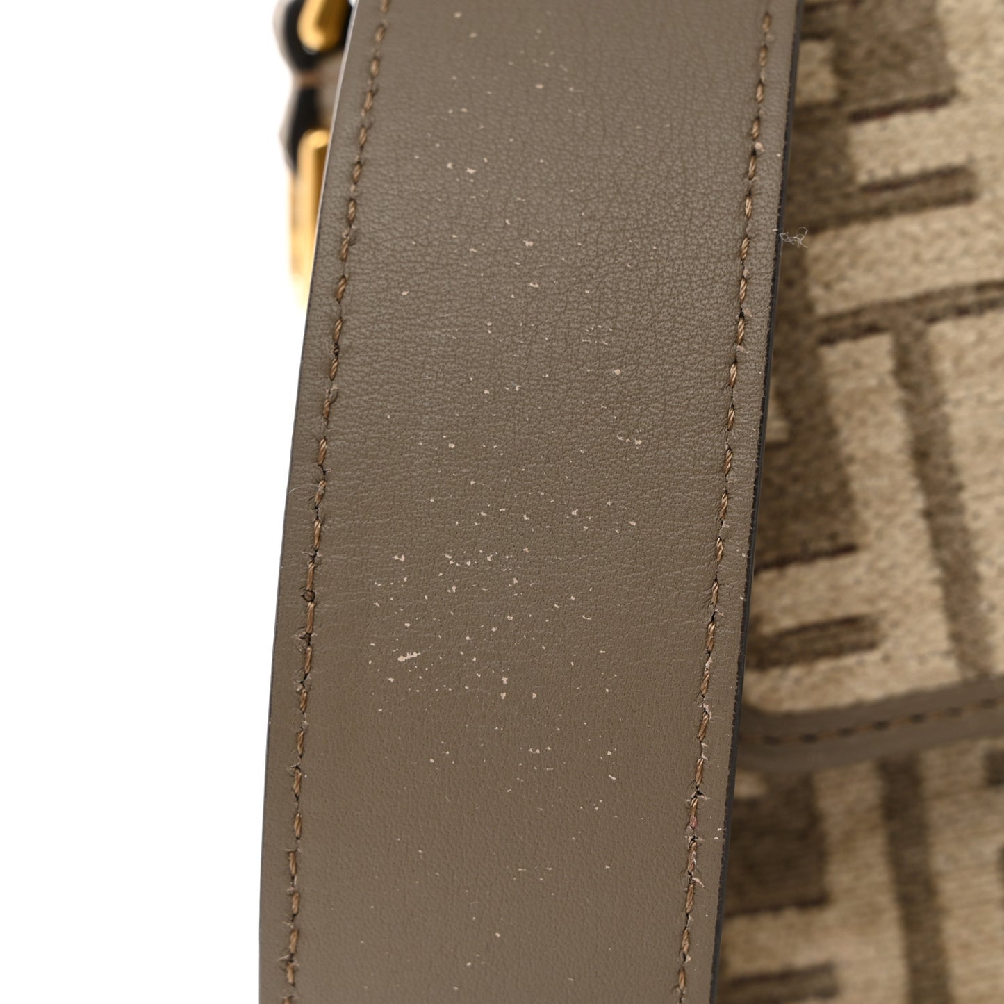 Chenille Vitello Seta FF Embroidered Baguette Tortora