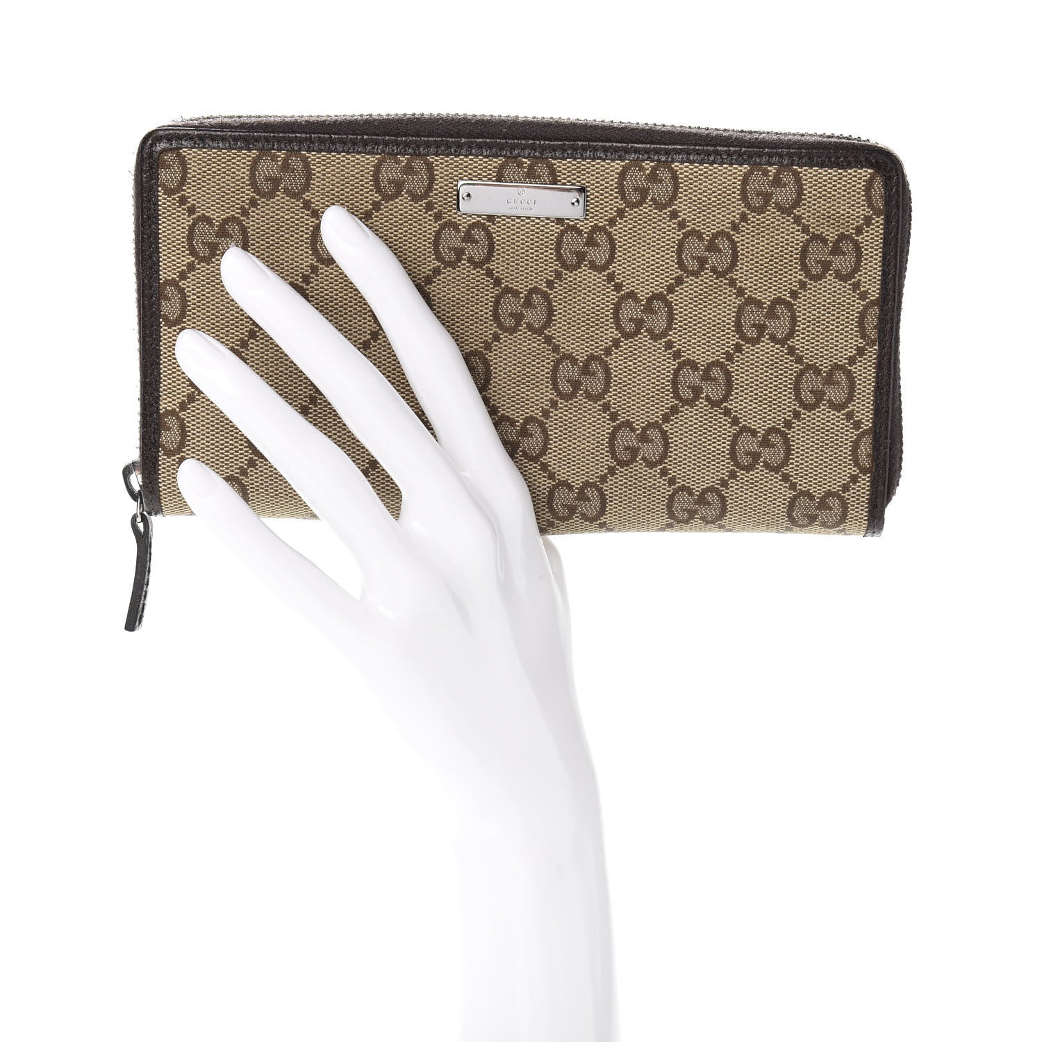 Gucci Monogram Metal Bar Zip Around Wallet Dark Brown 2 of 7