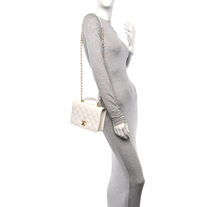 Chanel Caviar Quilted Mini Top Handle Flap White 2 of 12