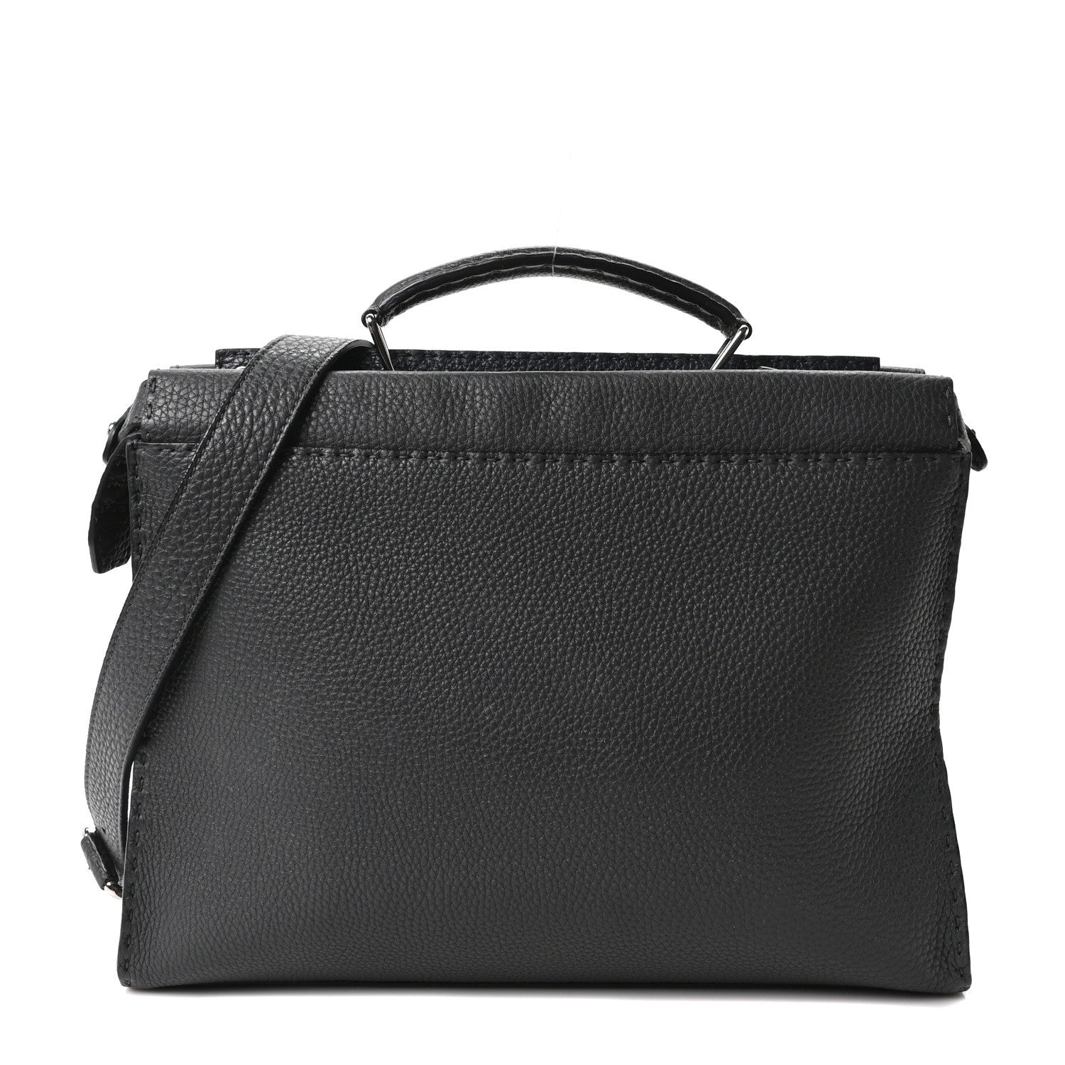Fendi Vitello Grace FF 1974 Embossed Large Peekaboo Iconic Fit Satchel Anthracite 1 of 9