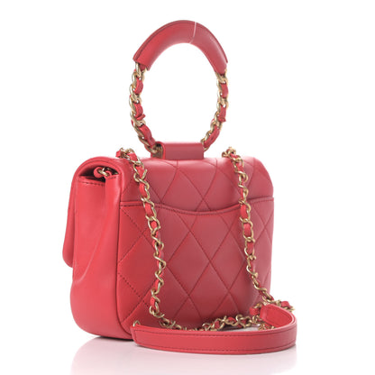 Chanel Lambskin Quilted Small Circular Handle Bag Brilliant Rouge 2 of 4